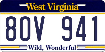 WV license plate 8OV941