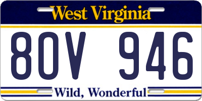 WV license plate 8OV946