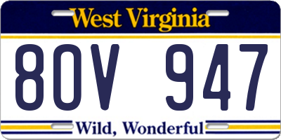 WV license plate 8OV947
