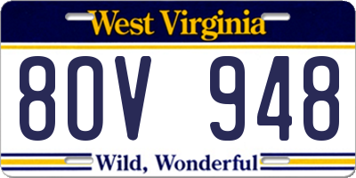 WV license plate 8OV948