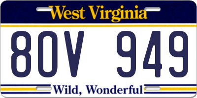 WV license plate 8OV949
