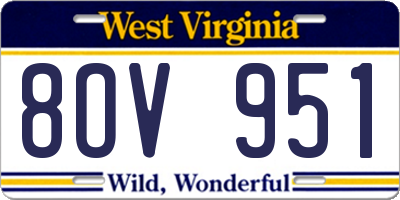 WV license plate 8OV951