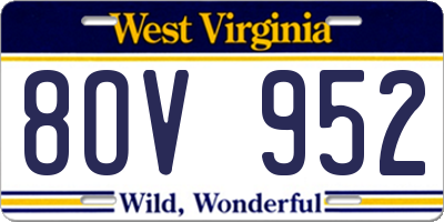 WV license plate 8OV952