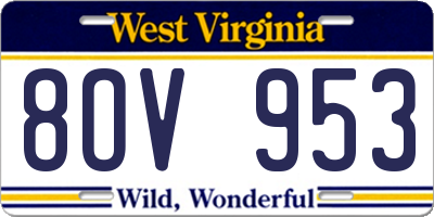 WV license plate 8OV953