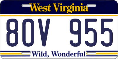 WV license plate 8OV955