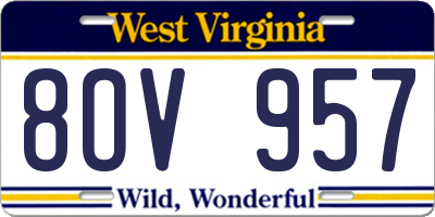 WV license plate 8OV957