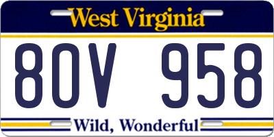 WV license plate 8OV958