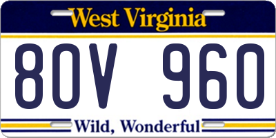 WV license plate 8OV960