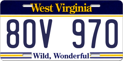 WV license plate 8OV970