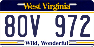 WV license plate 8OV972