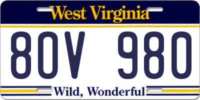 WV license plate 8OV980