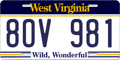WV license plate 8OV981