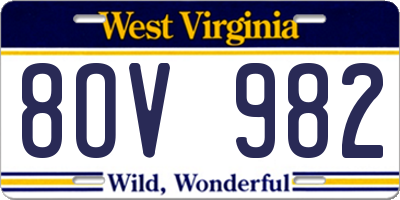 WV license plate 8OV982