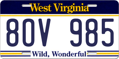 WV license plate 8OV985