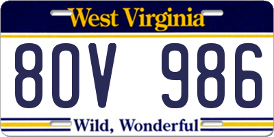 WV license plate 8OV986