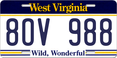 WV license plate 8OV988
