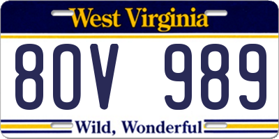 WV license plate 8OV989