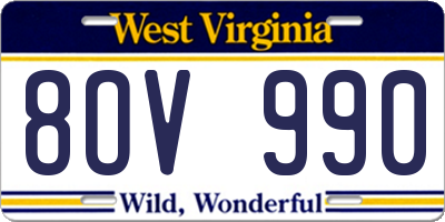 WV license plate 8OV990