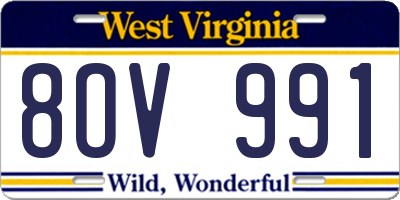 WV license plate 8OV991