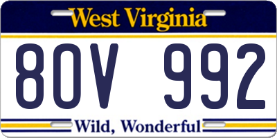 WV license plate 8OV992