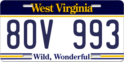 WV license plate 8OV993
