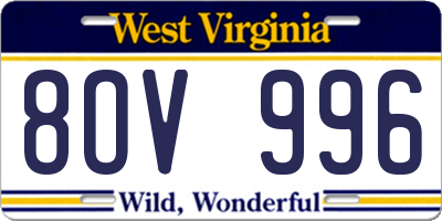 WV license plate 8OV996