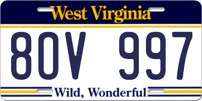WV license plate 8OV997