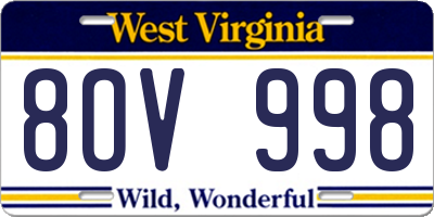 WV license plate 8OV998