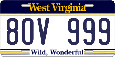 WV license plate 8OV999