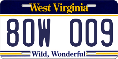 WV license plate 8OW009
