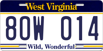 WV license plate 8OW014