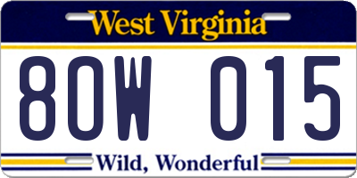 WV license plate 8OW015