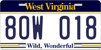 WV license plate 8OW018