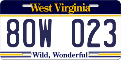 WV license plate 8OW023