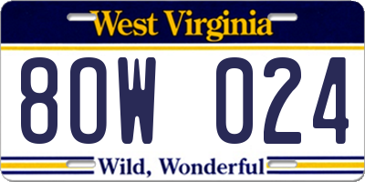 WV license plate 8OW024