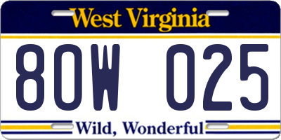 WV license plate 8OW025
