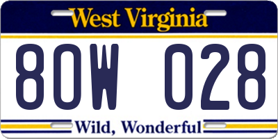 WV license plate 8OW028