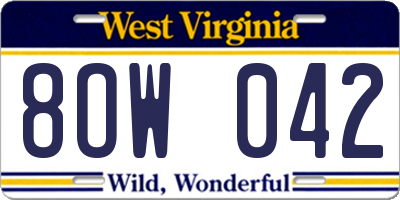 WV license plate 8OW042