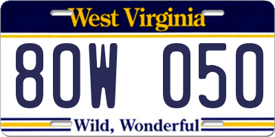 WV license plate 8OW050