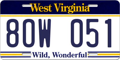 WV license plate 8OW051