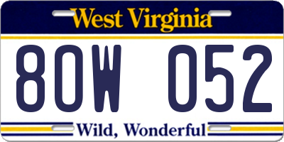 WV license plate 8OW052