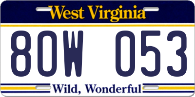 WV license plate 8OW053
