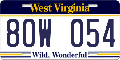 WV license plate 8OW054