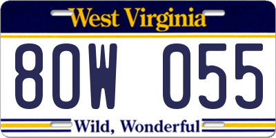 WV license plate 8OW055