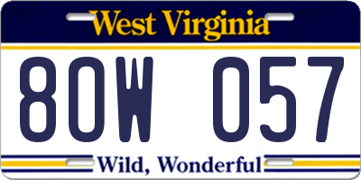 WV license plate 8OW057