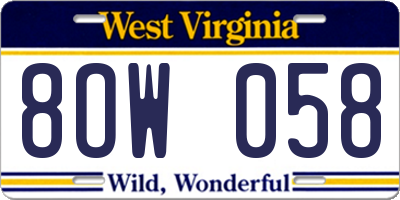WV license plate 8OW058