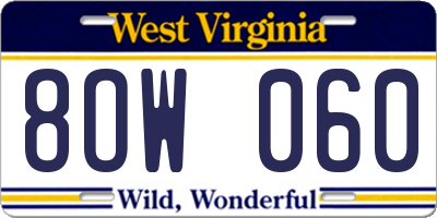 WV license plate 8OW060