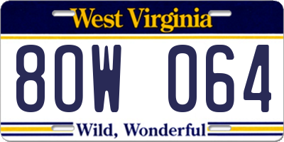WV license plate 8OW064