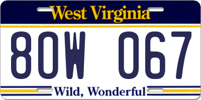 WV license plate 8OW067