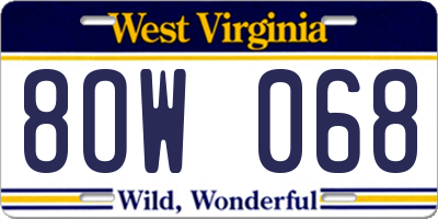 WV license plate 8OW068